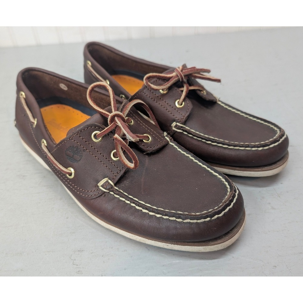 Vintage Timberland Boat Shoes Men 10 Brown 74035 2-Eye Loafer Leather Classic